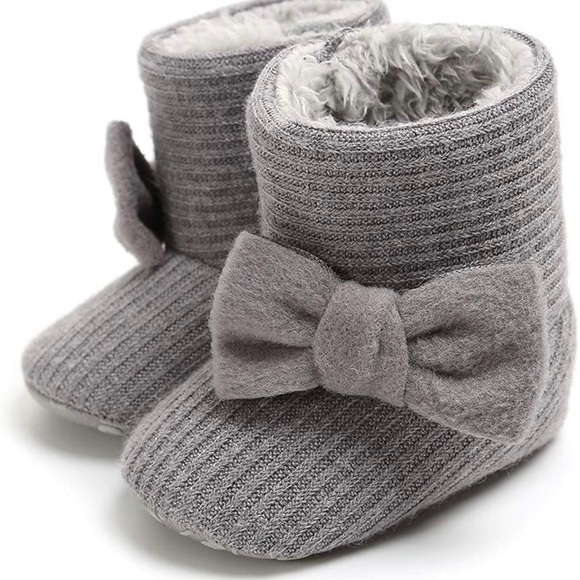 CLOUCKY Infant Girls Cute Bowknot Booties Baby Girl Warm Winter Snow Boots - Picture 2 of 7